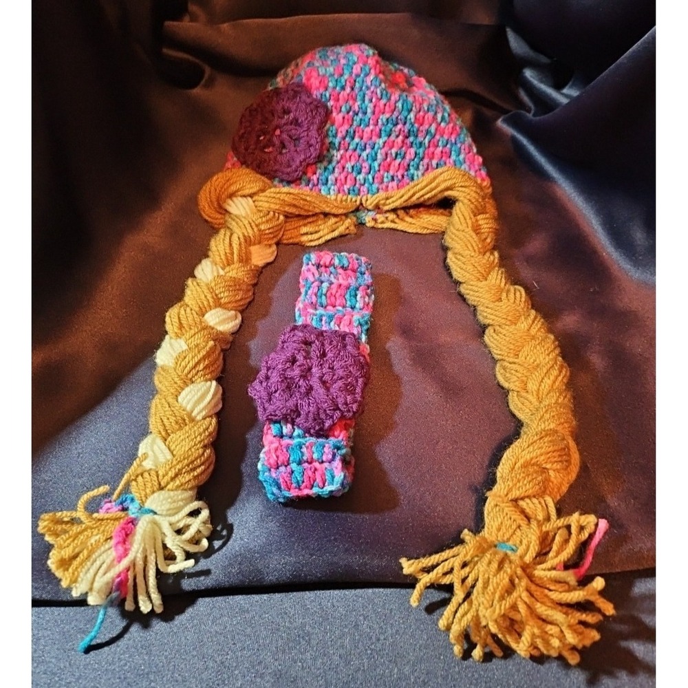 Anna From Frozen Knitted Hat With Long Braids And A Headband